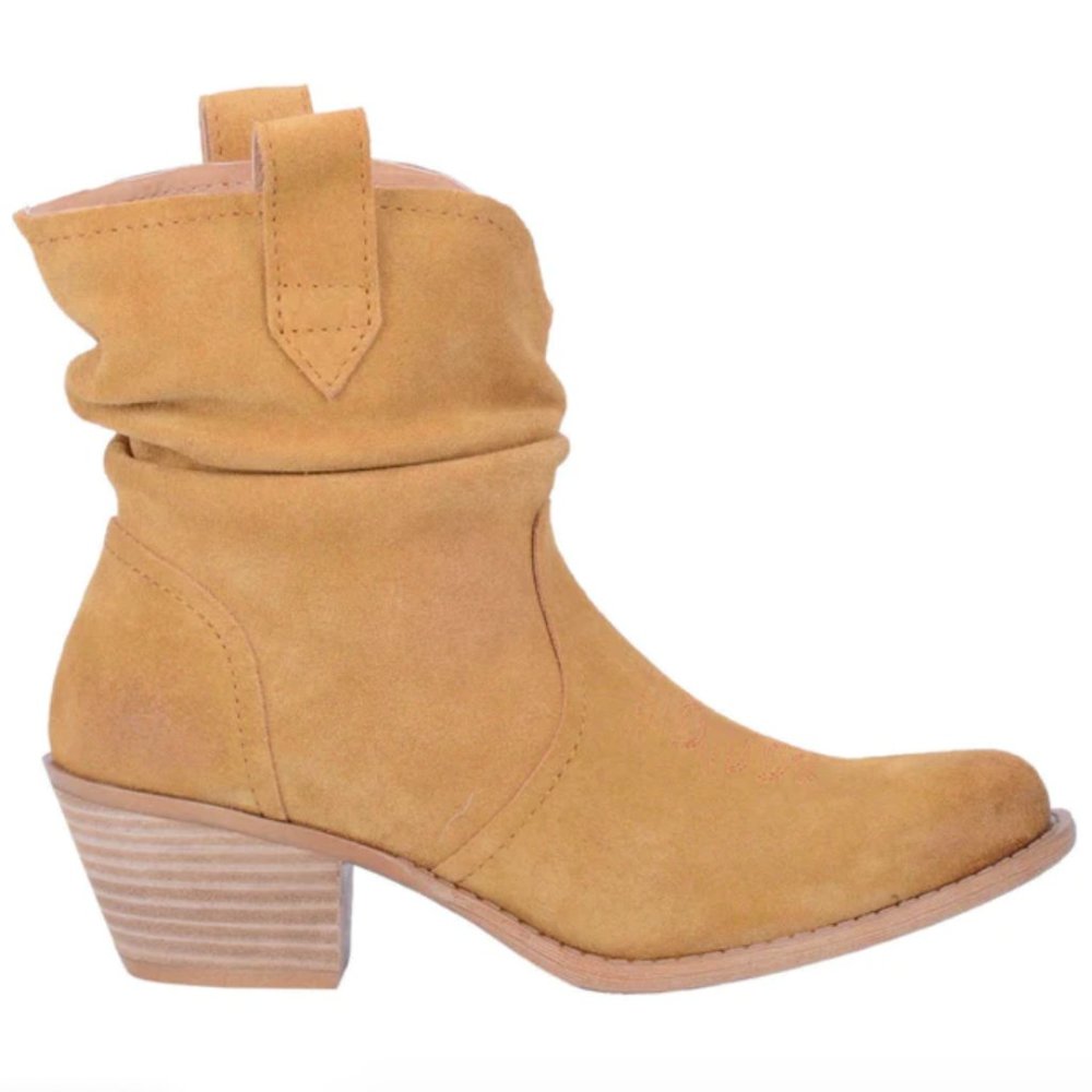 Dingo Ladies Jackpot Mustard Leather Slouch Booties